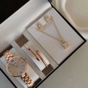 Rose Gold Elegance Watch & Jewellery Gift Set for Women
