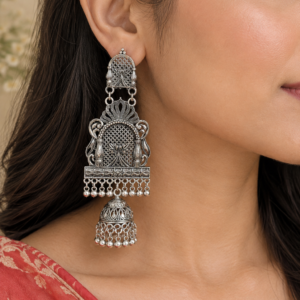 Oxidized Silver Filigree Earrings for Women | Zevique