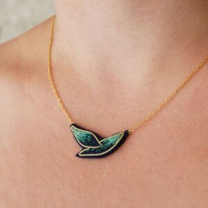 Verdant Leaf Embroidered Necklace